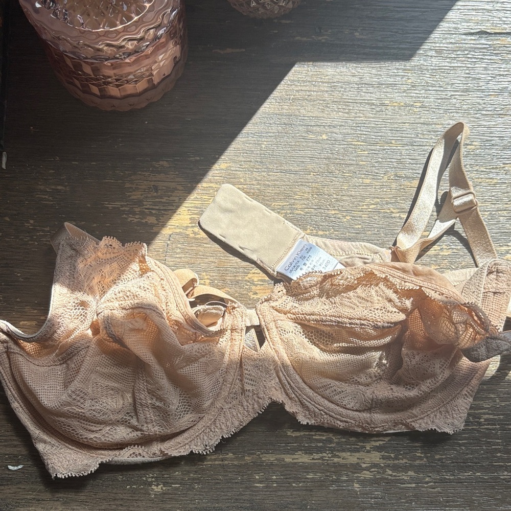 Calvin Klein Beige Lace Underwire Bra